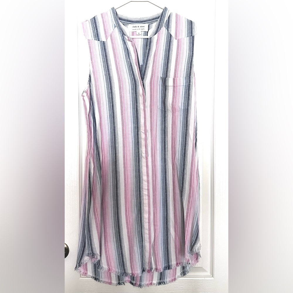 cloth & stone Sleeveless Striped Mini Dress in Pink, Blue, Gray